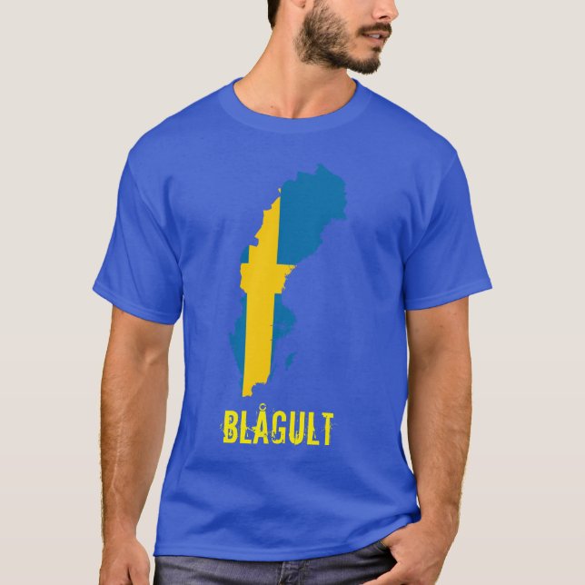 Sverige Flagga Blåg ult T-Shirt (Framsida)