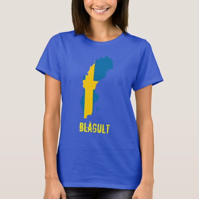 Sverige Flagga Blåg ult T-Shirt (Framsida)