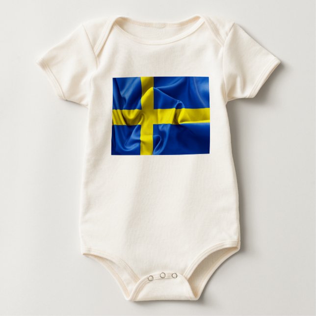 Sverige Flagga Bodykostym T Shirt (Framsida)
