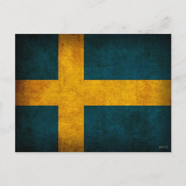 Sverige Flagga Delstressad vykort (Framsida)
