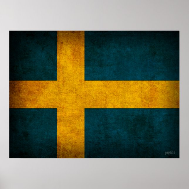Sverige Flagga Distress Poster utskrift (Framsidan)