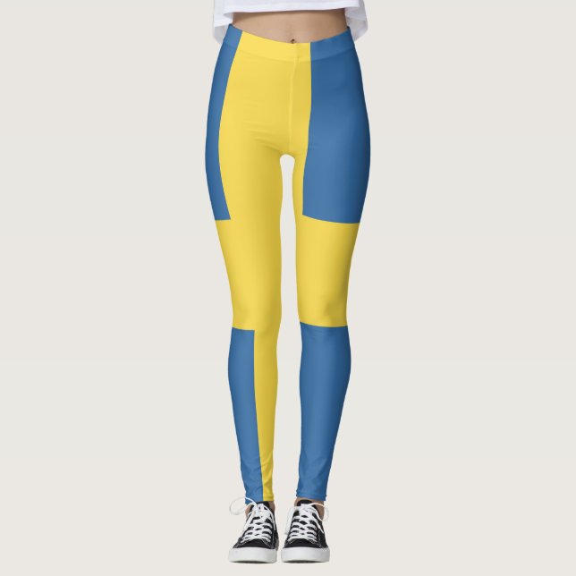 Sverige Flagga Emblem Leggings (Framsida)