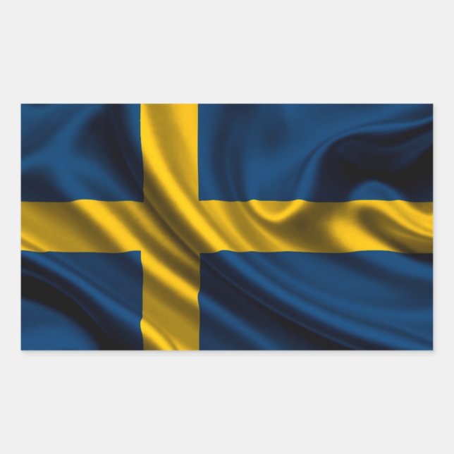 Sverige Flagga Fabric Rektangulärt Klistermärke (Framsida)