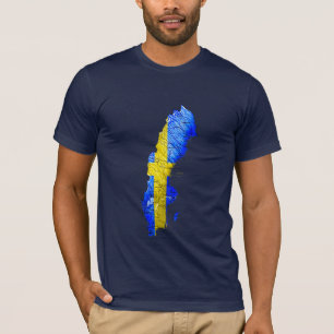 Sverige Flagga Färg Kart T-Shirt