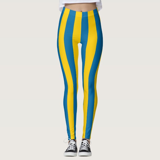Sverige Flagga Färg Lodrät stripe Leggings (Framsida)