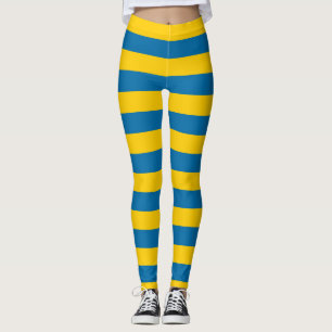 Sverige Flagga Färg Vågrät stripe Leggings