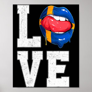 Sverige Flagga Fotboll Fan Älskar Sverige T Shirt Poster