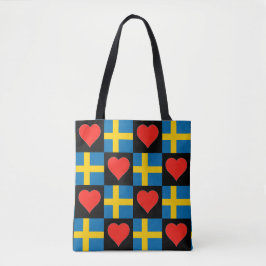 Sverige Flagga Heart Mönster Patriotic Swedish Pri Tygkasse