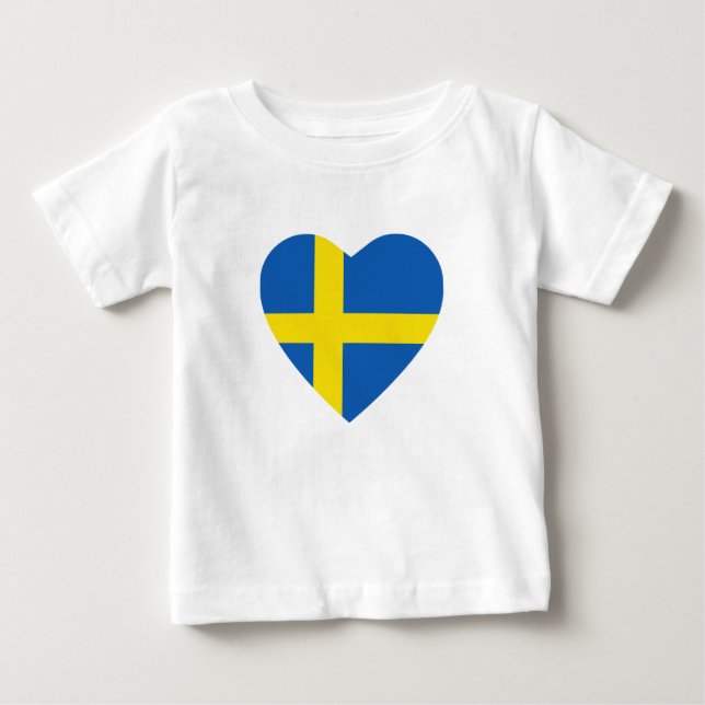 Sverige Flagga Heart T-Shirt (Framsida)