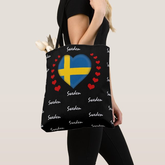 Sverige Flagga & hjärta, svenska Flagga /sport Tygkasse (Närbild)