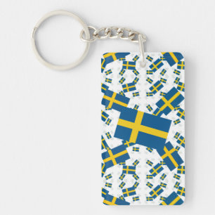 Sverige Flagga i Många Lagrar Askew
