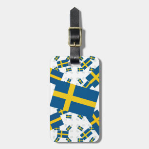 Sverige Flagga i Många Lagrar Askew Bagagebricka