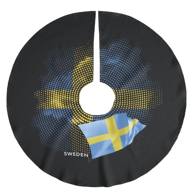 Sverige flagga julgransmatta borstad polyester (Framsidan)