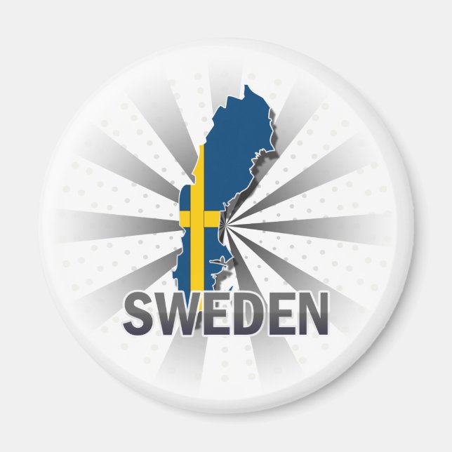 Sverige Flagga Karta 2.0 Magnet (Framsidan)