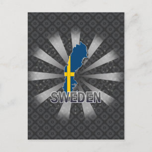 Sverige Flagga Karta 2.0 Vykort