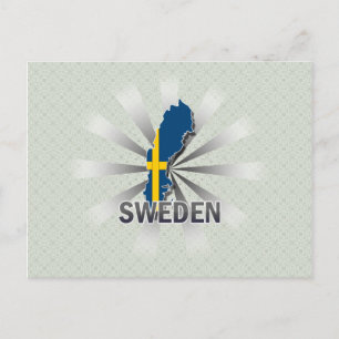 Sverige Flagga Karta 2.0 Vykort