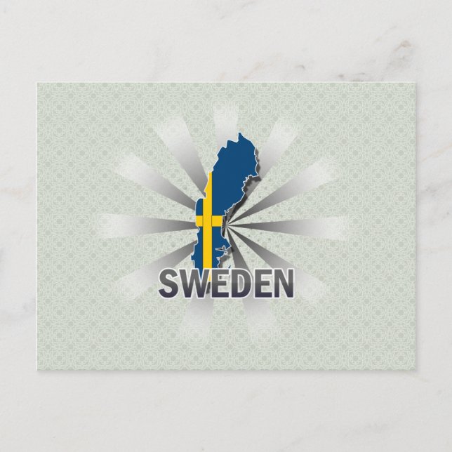Sverige Flagga Karta 2.0 Vykort (Framsida)