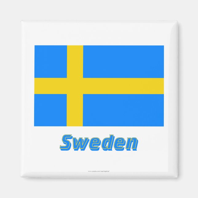 Sverige Flagga med Namn Magnet (Framsidan)