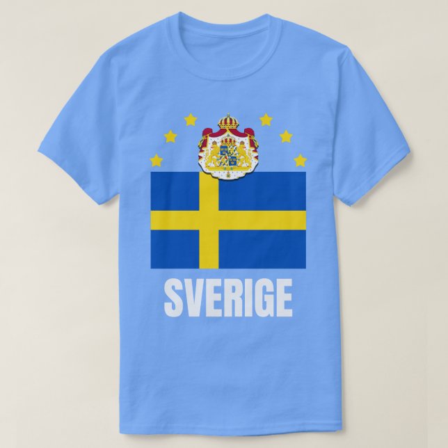 Sverige Flagga Nationalemblem Svenska Pridet T Shirt (Design framsida)