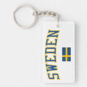Sverige + Flagga Nyckelring