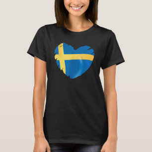 Sverige Flagga om formen på hjärtat svensk Sverige T Shirt