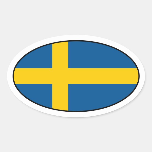 Sverige Flagga Oval Sticker Ovalt Klistermärke (Framsida)