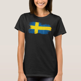 Sverige - Flagga-penseleffekt T Shirt