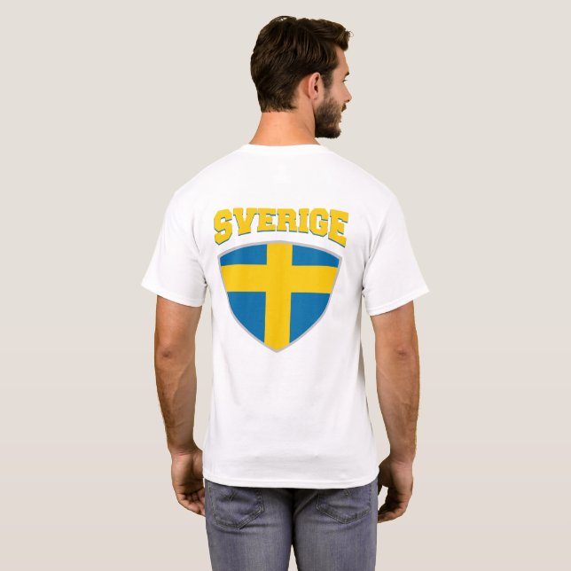Sverige Flagga Shield T-Shirt (Hel baksida)