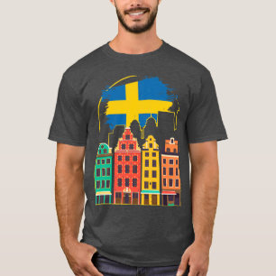 Sverige Flagga Skandinavien Stockholm Football T Shirt