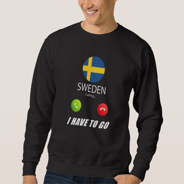 Sverige Flagga Souvenir Sverige Ringer Ringer Lång Ärmad Tröja (Framsida)