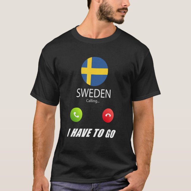 Sverige Flagga Souvenir-Sverigen ringer T Shirt (Framsida)
