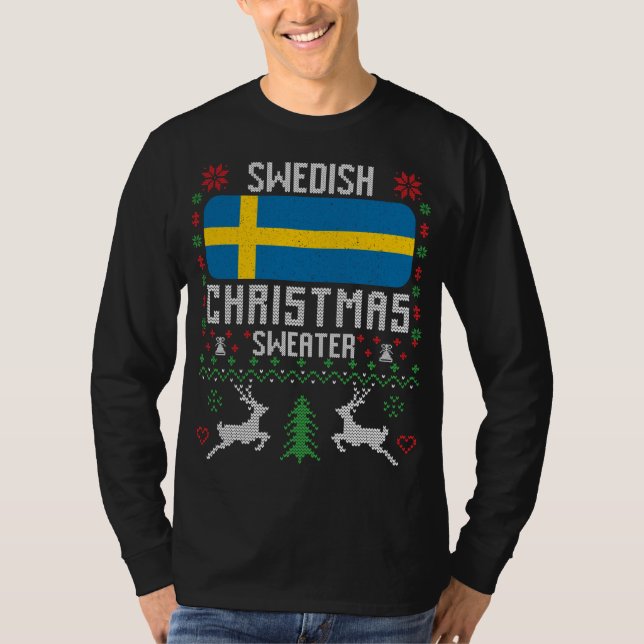 Sverige Flagga Svenska julsötare T Shirt (Framsida)
