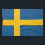 Sverige flagga Svenska Kökshandduk<br><div class="desc">Sverige flagga - gult kor Den svenska flagga inspirerades troligtvis av den äldsta nordiska flagga - dansk Danneborg. Gult kor med blå bakgrund når kant i flagga och dess kortare arm ligger närmare den lämnat sidan av flagga. #Sverige #swedisch #yellowcross #nordic</div>
