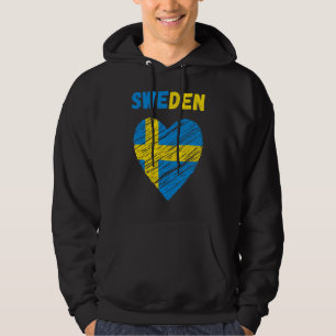 Sverige Flagga Sverige Hjärtat Svenska Flagga Hoodie