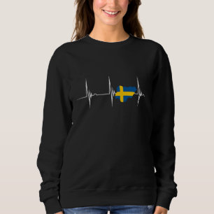 Sverige Flagga Sverige Karta Hjärtstart EKG Puls S T Shirt