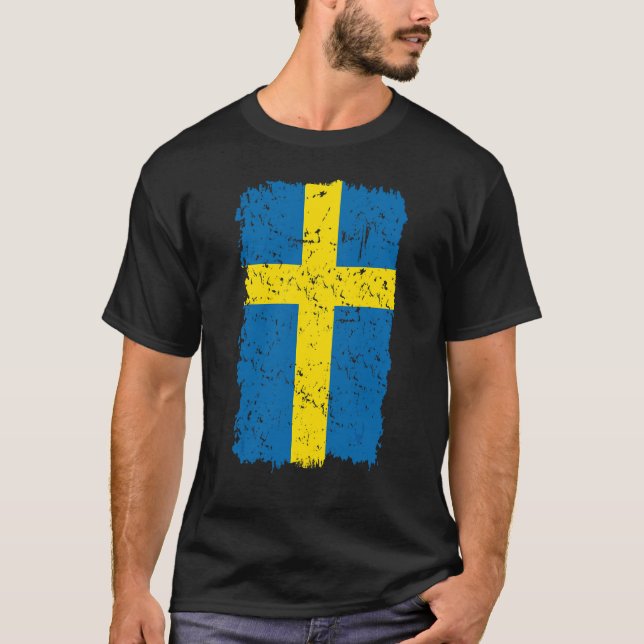 Sverige Flagga T Shirt (Framsida)