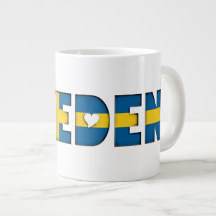 Sverige Flagga Typografi Mönster Hjärter Jumbo Mugg