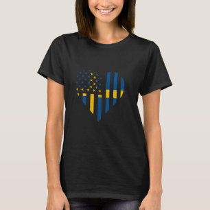 Sverige Flagga USA Hjärta Svensk Stolthet Sverige T Shirt