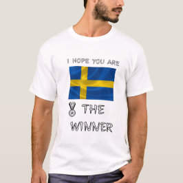 Sverige-Flagga-Viftande-Nationell-Stolthet-Medalj- T Shirt