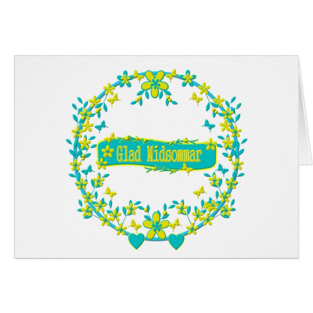 Sverige för mittsommarsymbol hälsningskort (Framsidan Horizontal)