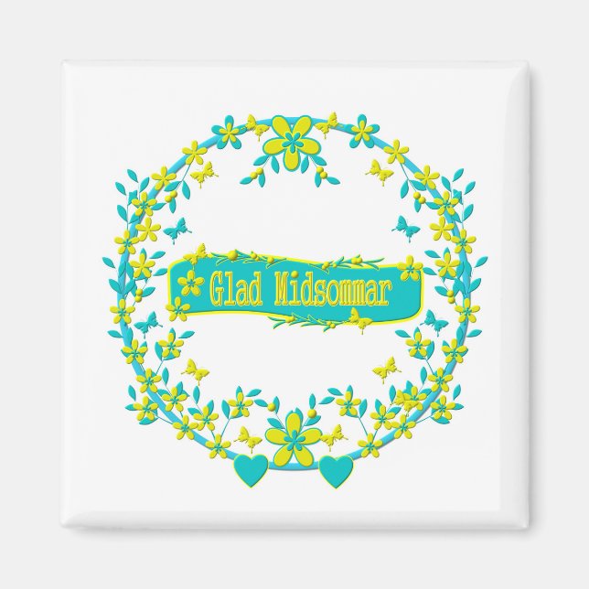 Sverige för mittsommarsymbol magnet (Framsidan)