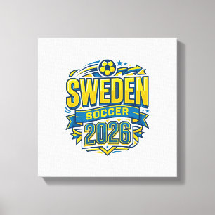 Sverige Fotboll 2026 Fotboll Fet Land Typografi Canvastryck