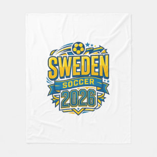Sverige Fotboll 2026 Fotboll Fet Land Typografi  Fleecefilt