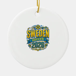 Sverige Fotboll 2026 Fotboll Fet Land Typografi Julgransprydnad Keramik