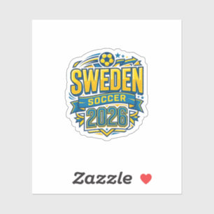 Sverige Fotboll 2026 Fotboll Fet Land Typografi Klistermärken