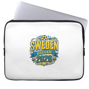 Sverige Fotboll 2026 Fotboll Fet Land Typografi Laptop Fodral