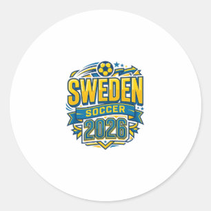 Sverige Fotboll 2026 Fotboll Fet Land Typografi  Runt Klistermärke