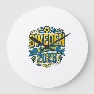 Sverige Fotboll 2026 Fotboll Fet Land Typografi Stor Klocka