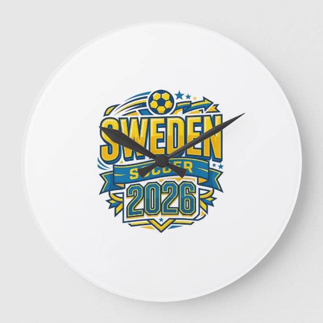 Sverige Fotboll 2026 Fotboll Fet Land Typografi  Stor Klocka (Framsida)