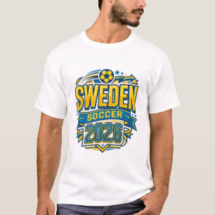 Sverige Fotboll 2026 Fotboll Fet Land Typografi  T Shirt